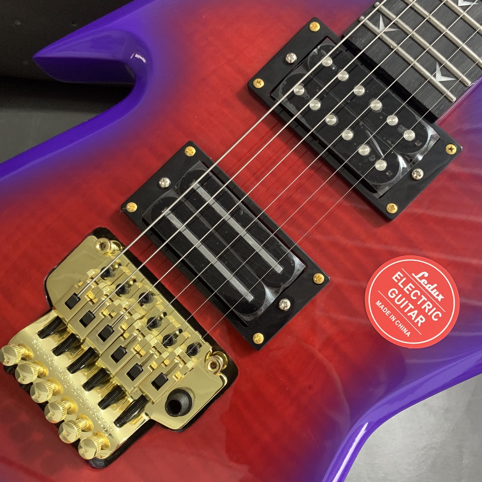 Purple Red Burst Razor V Electric Guitar for Metal Hard Rock Players HHFR Bridge