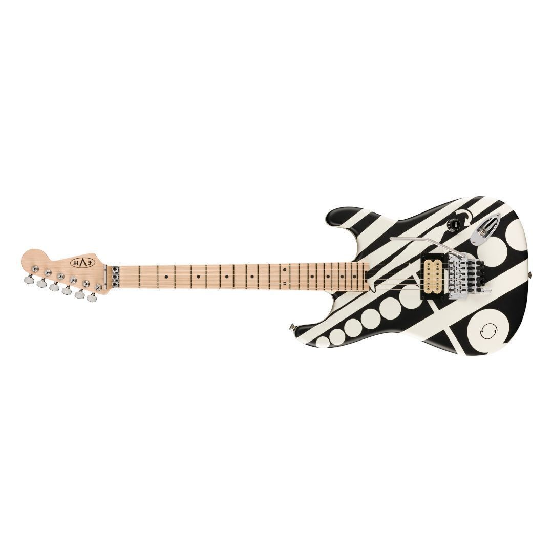EVH Striped Series Circles 6-String Electric Guitar White and Black