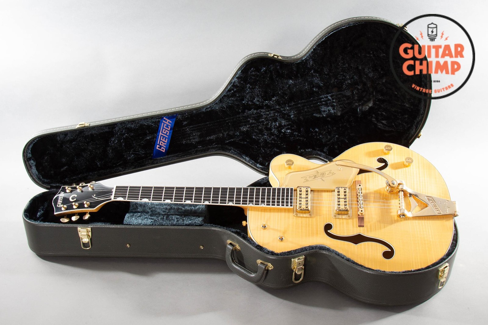 2014 Gretsch G6120AM Chet Atkins Hollow Body Amber Flame Filter’Tron Bigsby OHSC