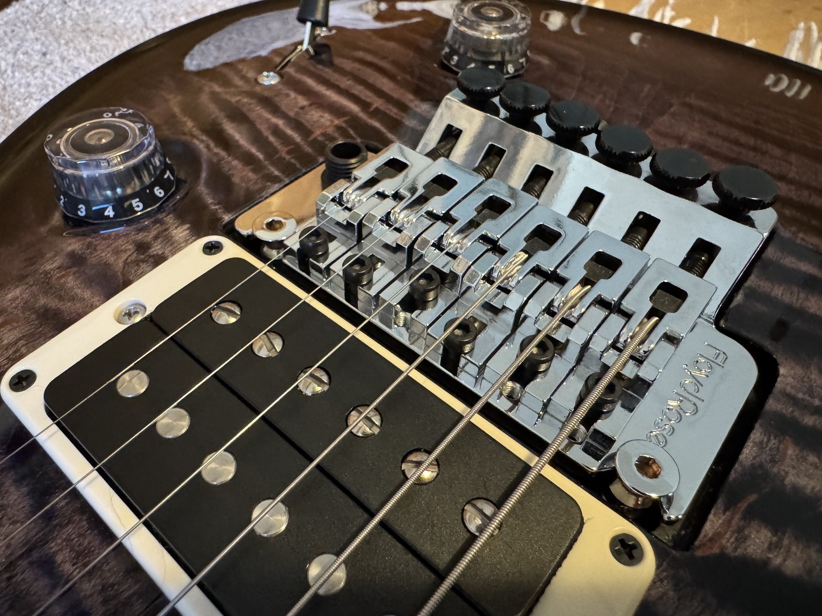 2023 PRS Custom 24 10 Top Floyd Rose – Purple Mist – Ebony Fretboard