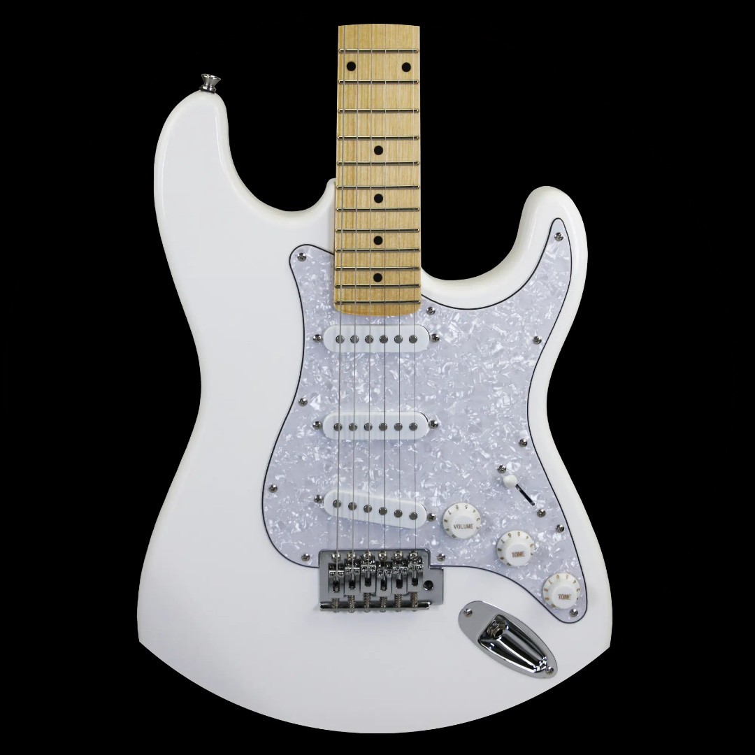 Amati Model #100STWH ST Style Electric Guitar Classic Cloud White Finish w/bag +
