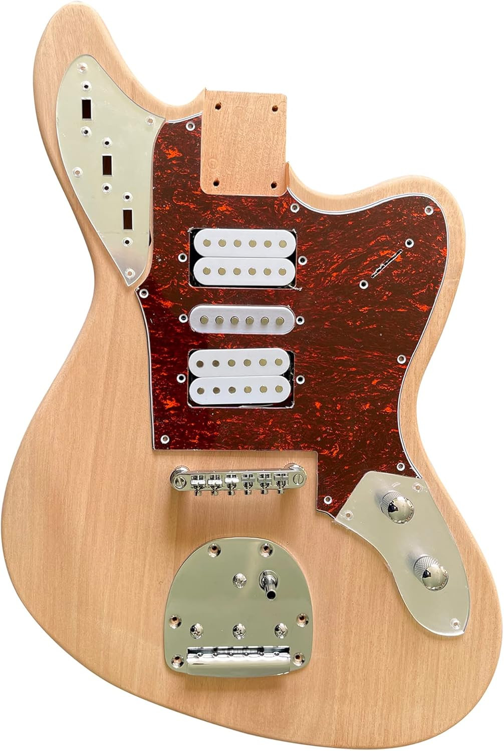 Unfinished DIY Project Jaguar Guitar Kit Mahogany Body Neck, Rosewood Fretboard