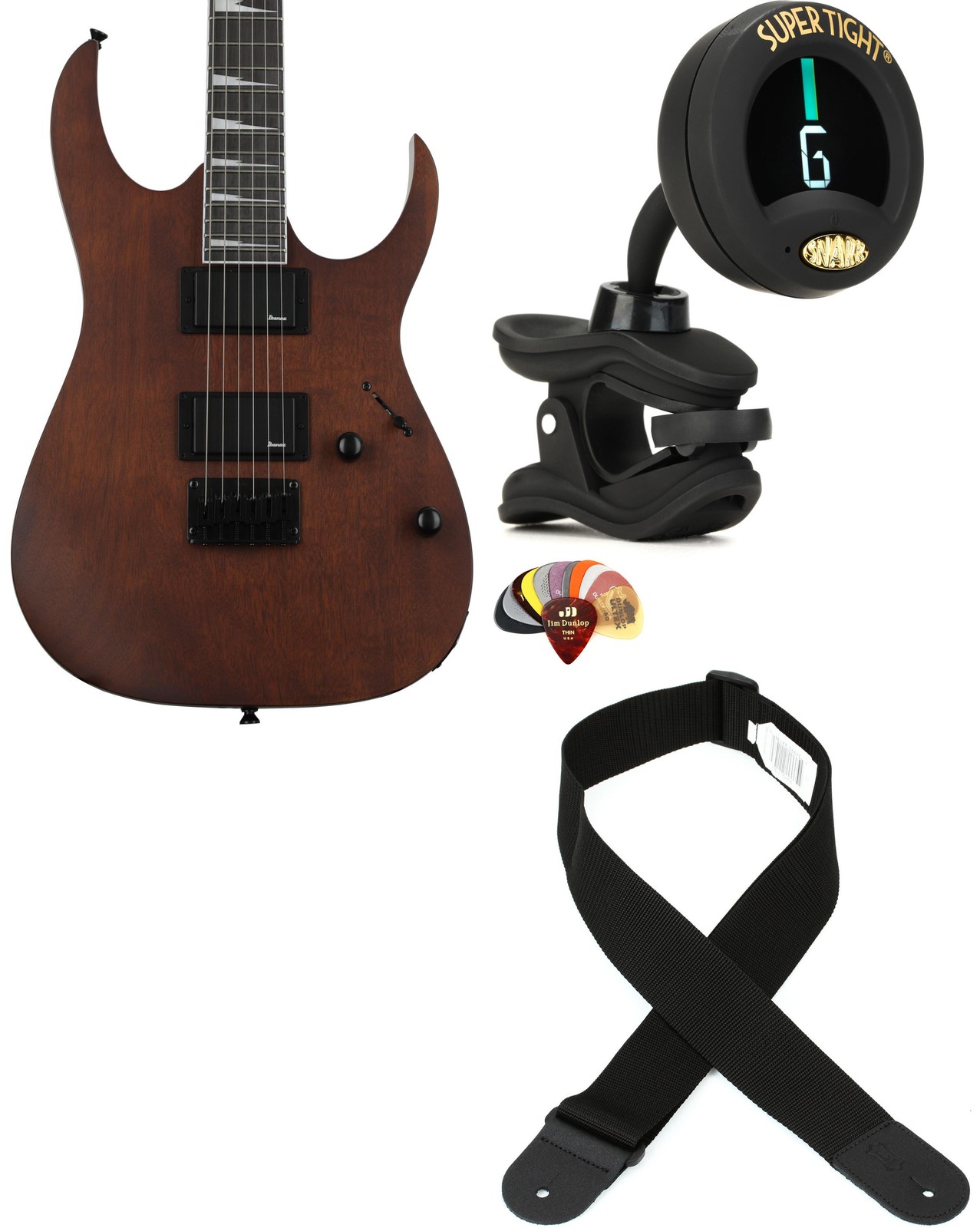 Ibanez GRG121DXWNF + Snark ST-8 + Dunlop PVP101 + Levy’s M8POLY-BLK Value B