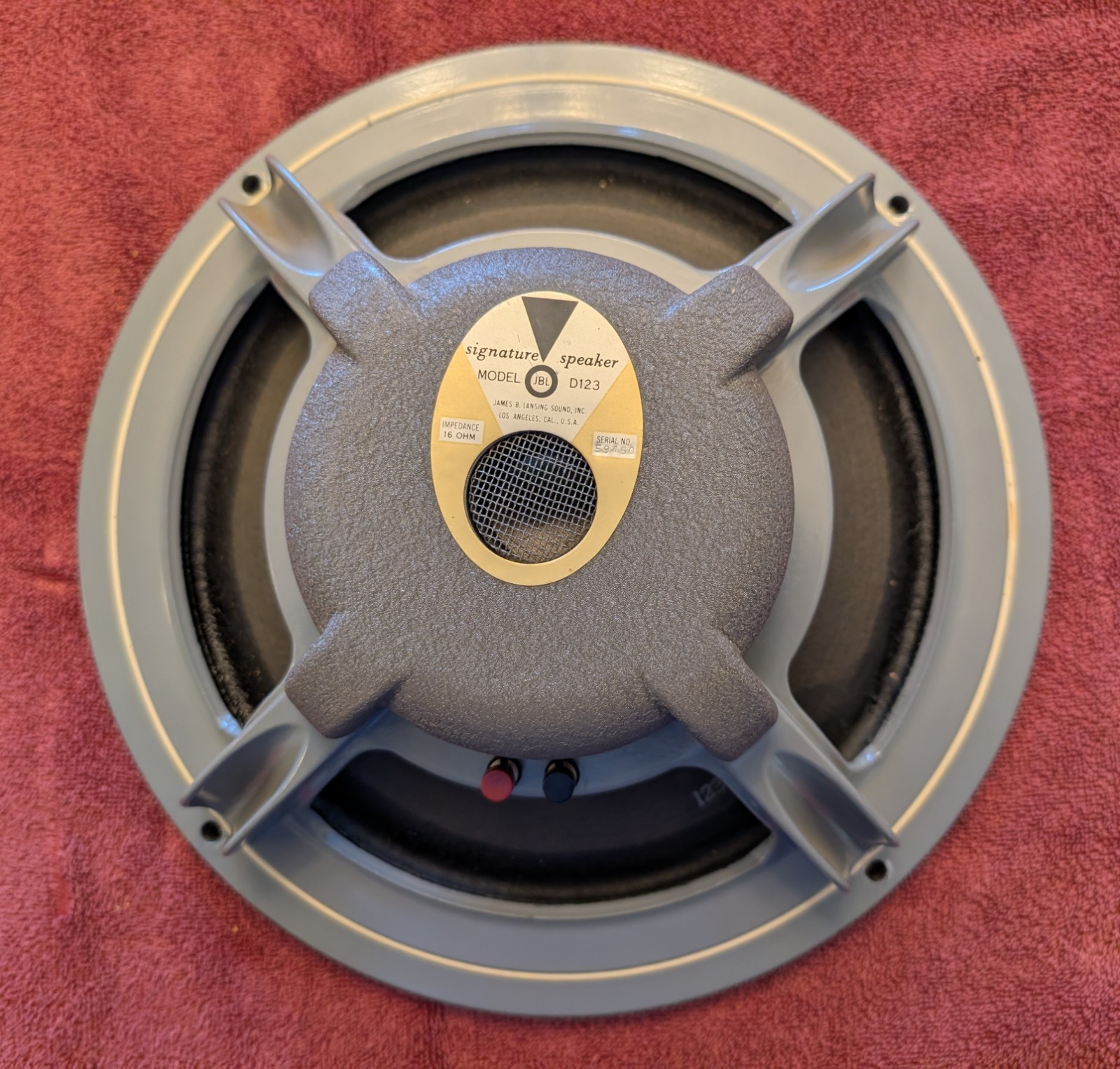 JBL D123, 16 ohm, 12″ Speaker, SINGLE