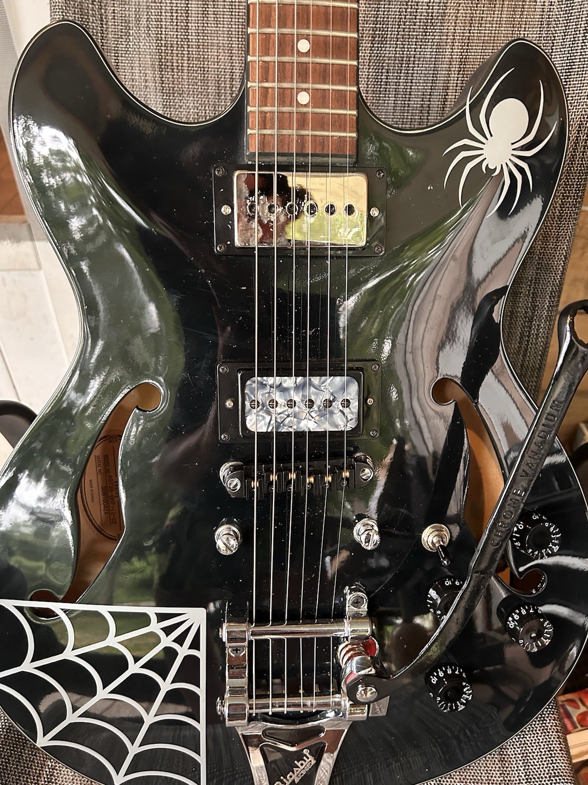 As73 Ibanez Hollowbody Psychobilly Punk Horror Rock Guitar P90 Bigsby