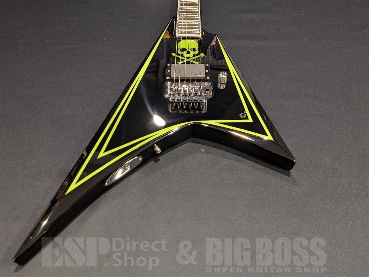 EDWARDS E-ALEXI GREENY Black with Lime Green Pinstripe & Skull