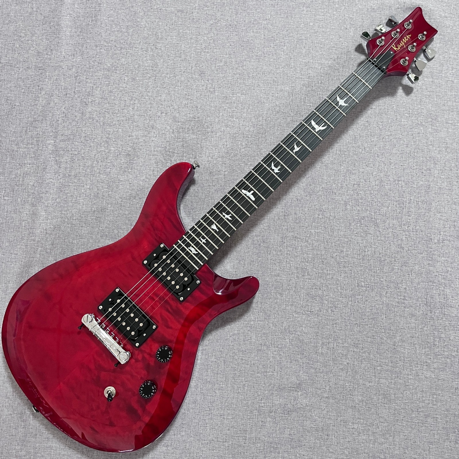 PRS Style Electric Guitar Quilted Maple Top Transparent Red Bird Inlay HH Pickup
