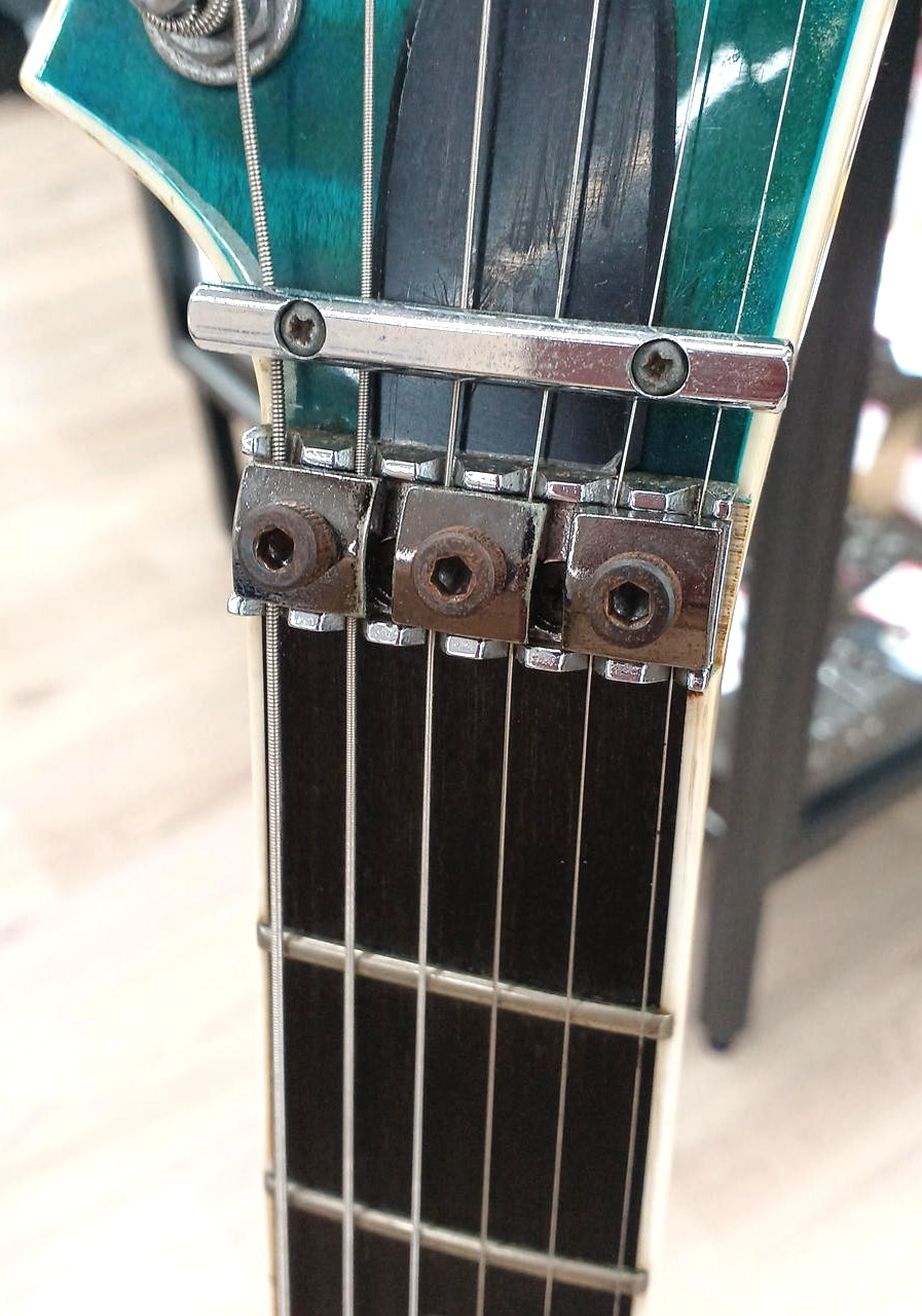 Edwards by ESP Horizon Guitar E-HR-135QM See Thru Blue Floyd Rose Seymour Duncan