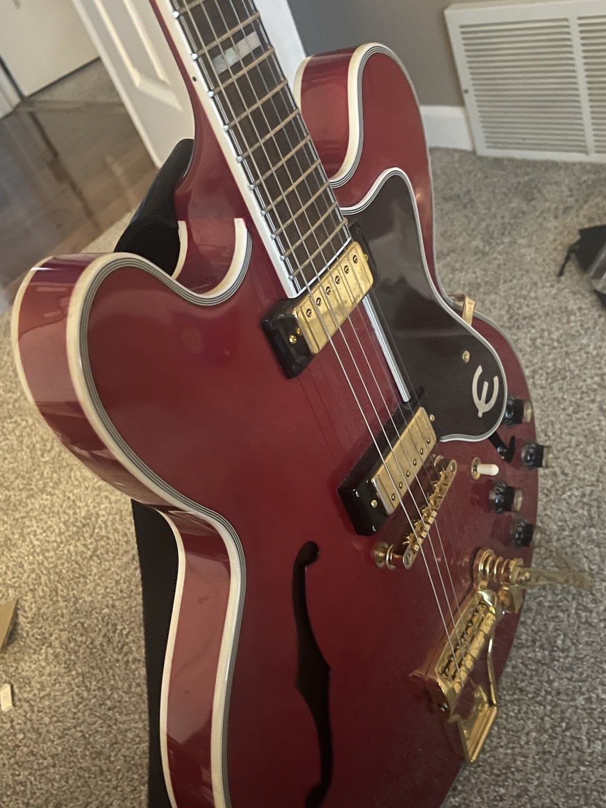 Epiphone Semi-Hollow 6-String Right-Hand Electric Guitar Red Maple w/ Hard Case