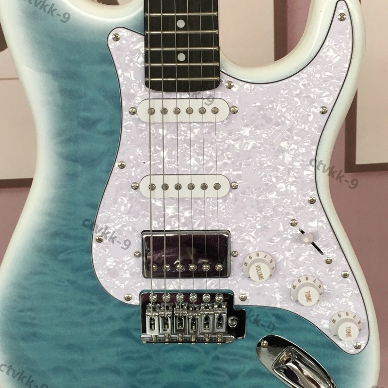 Solid Body Electric Guitar Quilted Maple Top SSH Chrome Tremolo Free Shipping