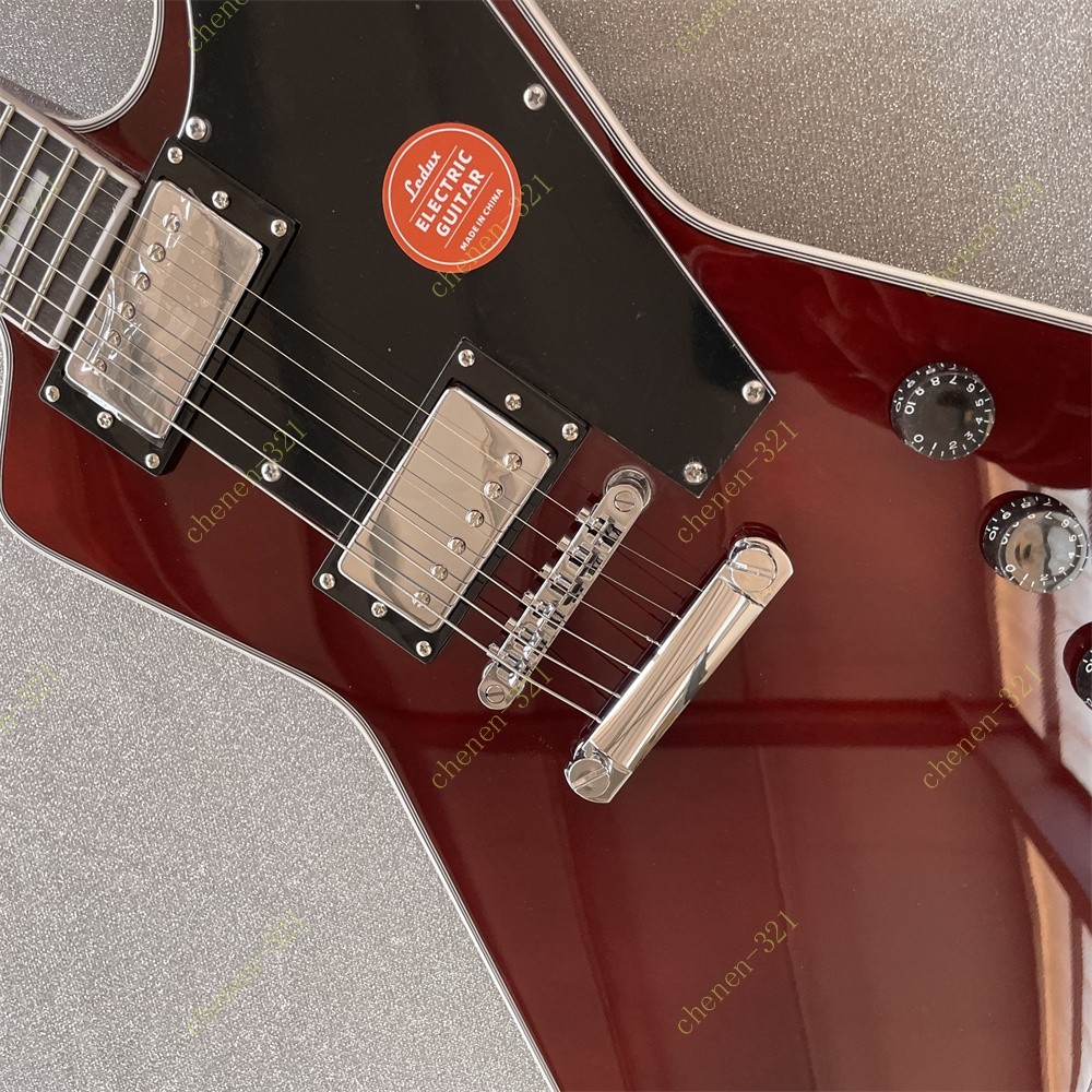 Solid Electric Guitar Stainless Rounded Fret Edge Bone Nut Burgundy Fast Ship