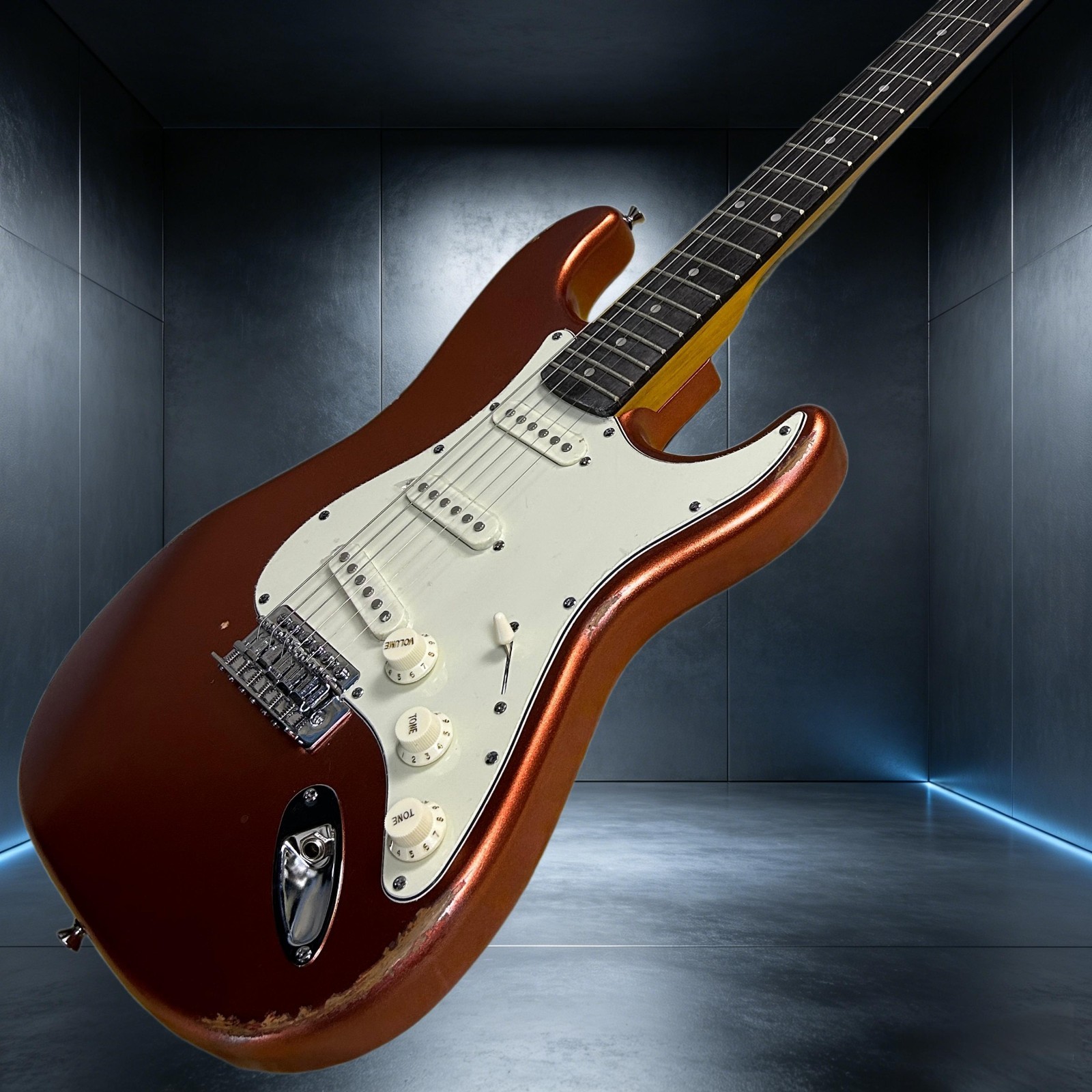 Aged ST Electric Guitar Rosewood Fretboard Metallic Orange Color Alder Body