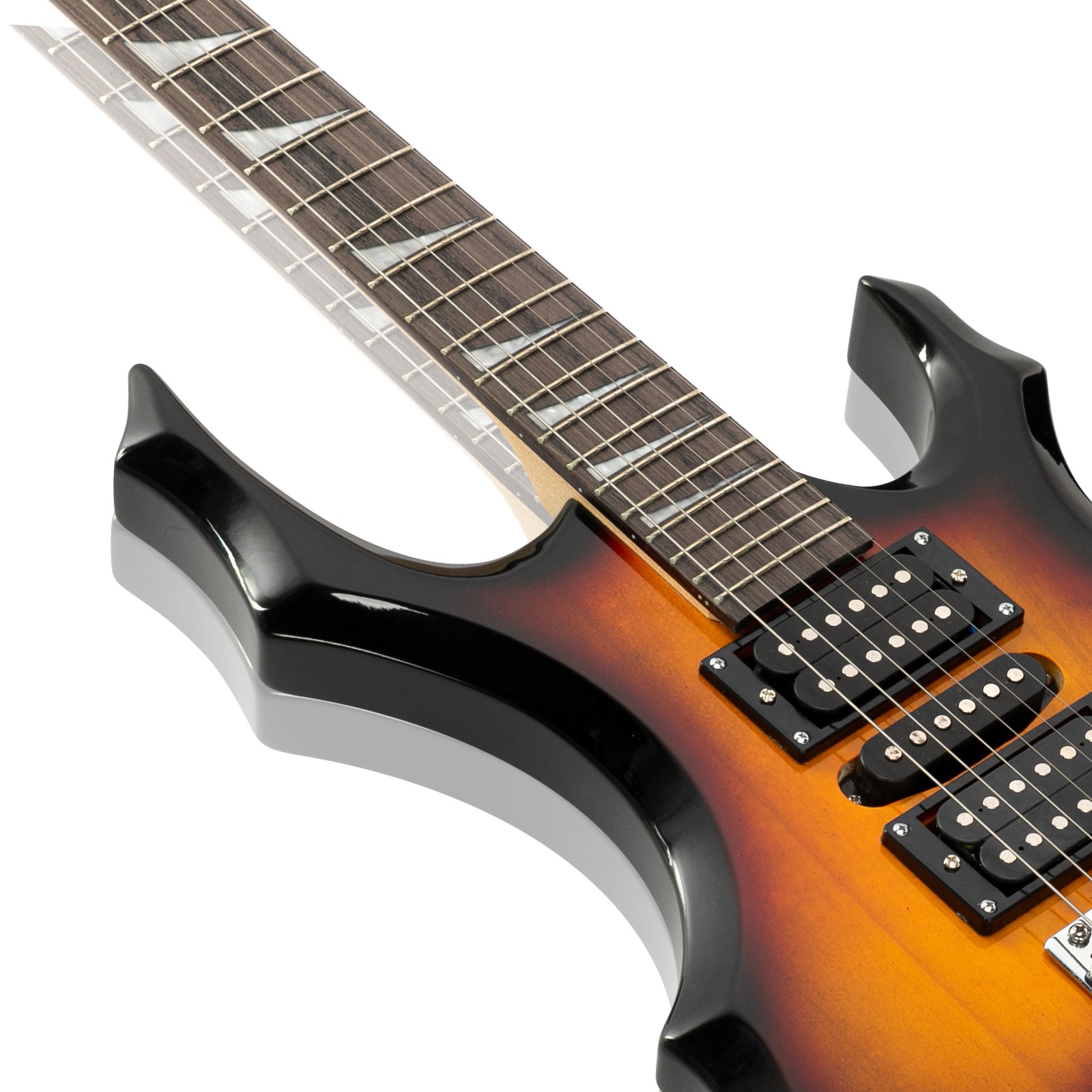 Glarry School Band Burning Fire 24 Frets Electric Guitar with Bag & Accessories