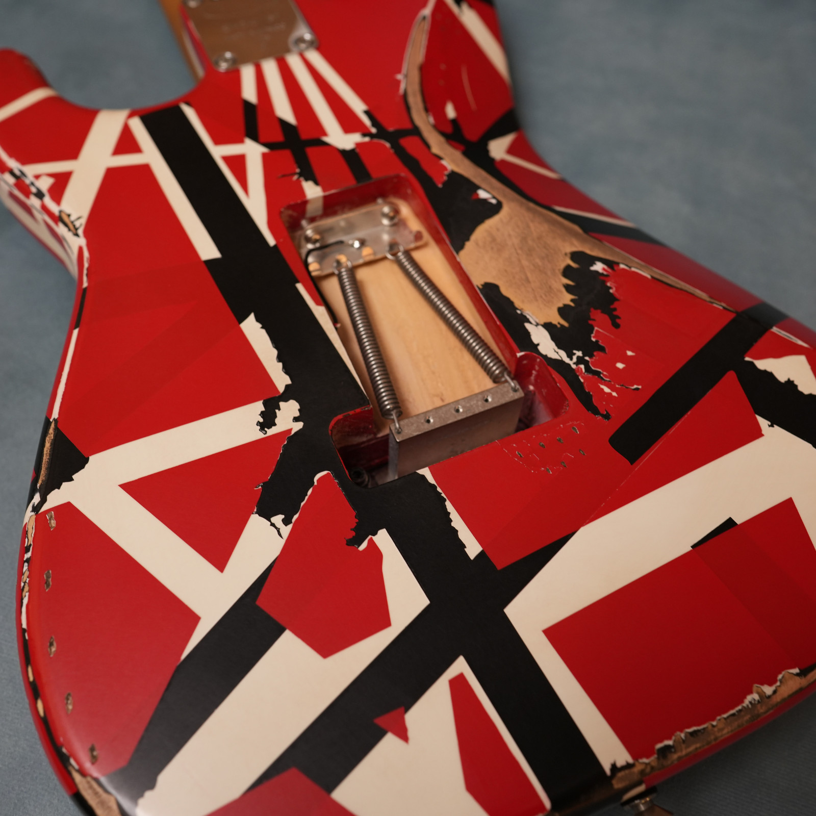 EVH Striped Series Frankenstein Frankie Red with Black Stripes Relic Guitar