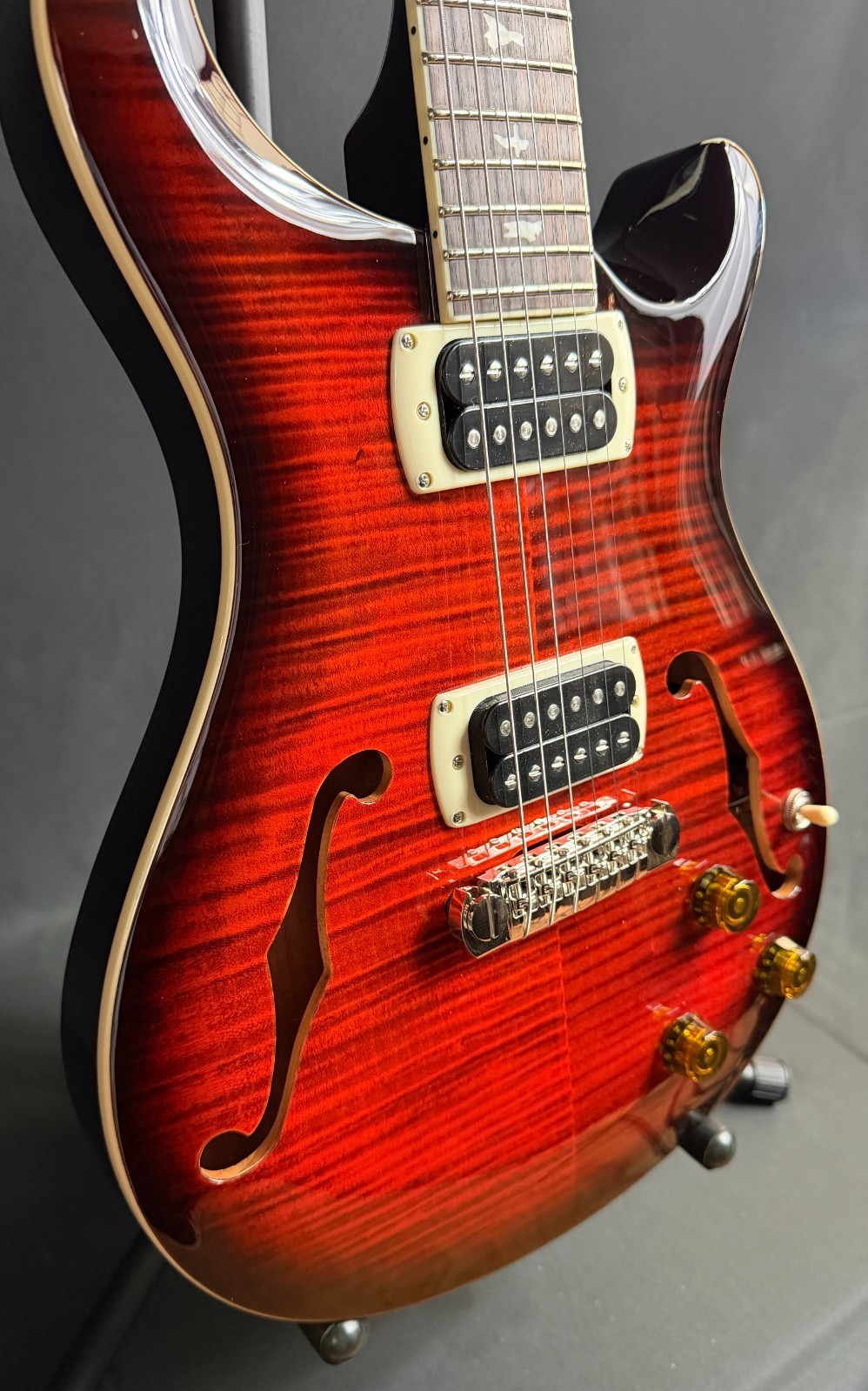 PRS SE Hollowbody I Piezo Electric Guitar Orange Tiger Smokeburst Finish w/ Bag