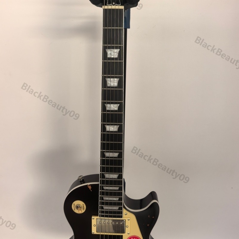 Aged Distressed Black Finish Electric Guitar Stainless Rounded Fret Bone Nut
