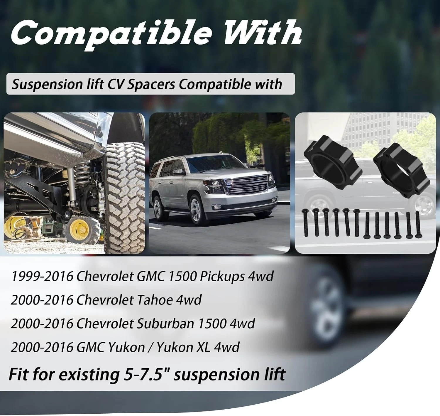 SeDeplacer CV Spacers with Hardware Compatible 99-16 Chevrolet GMC 1500…
