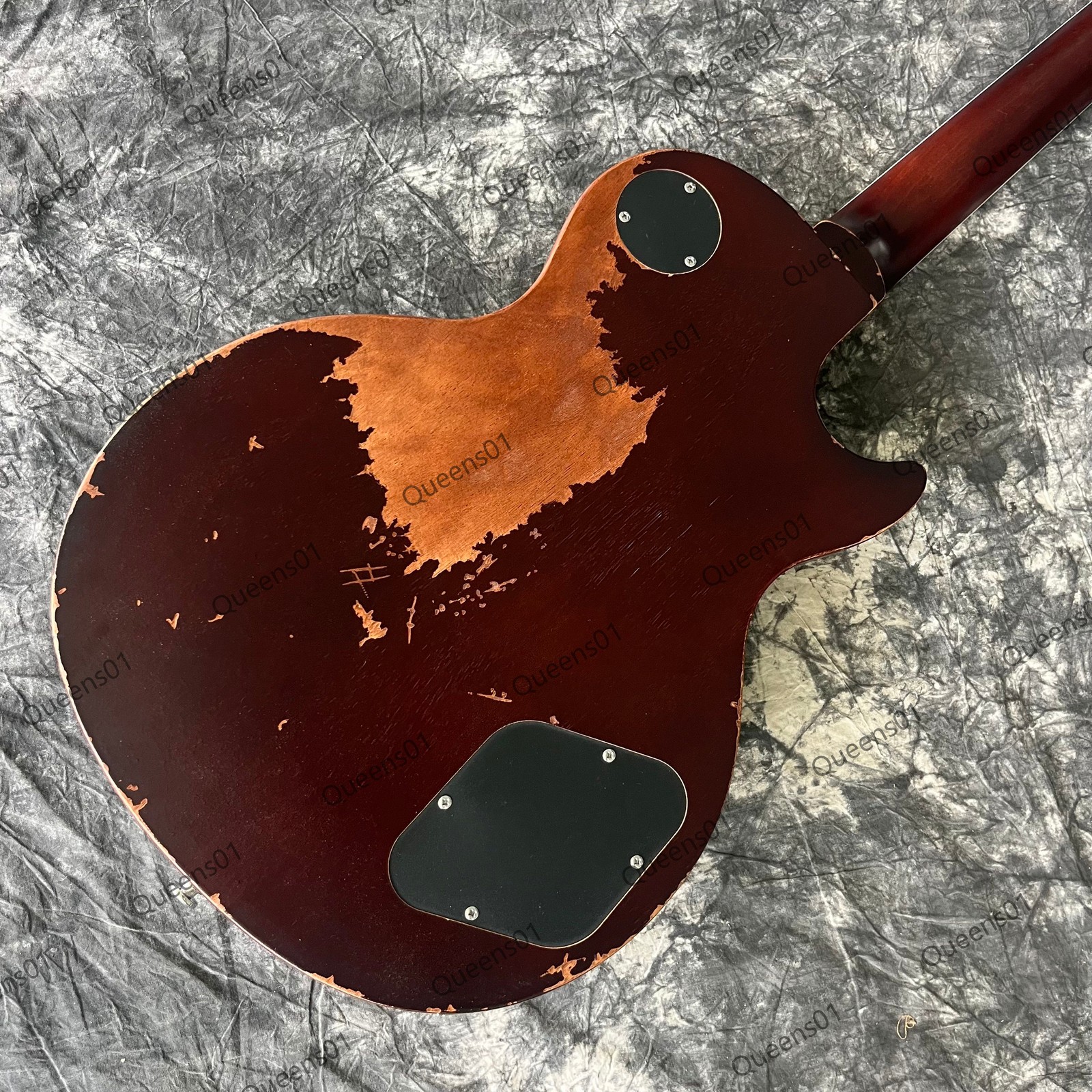 Aged Electric Guitar Flame Maple Top Veneer C Shaped Neck Chrome Parts Yellow
