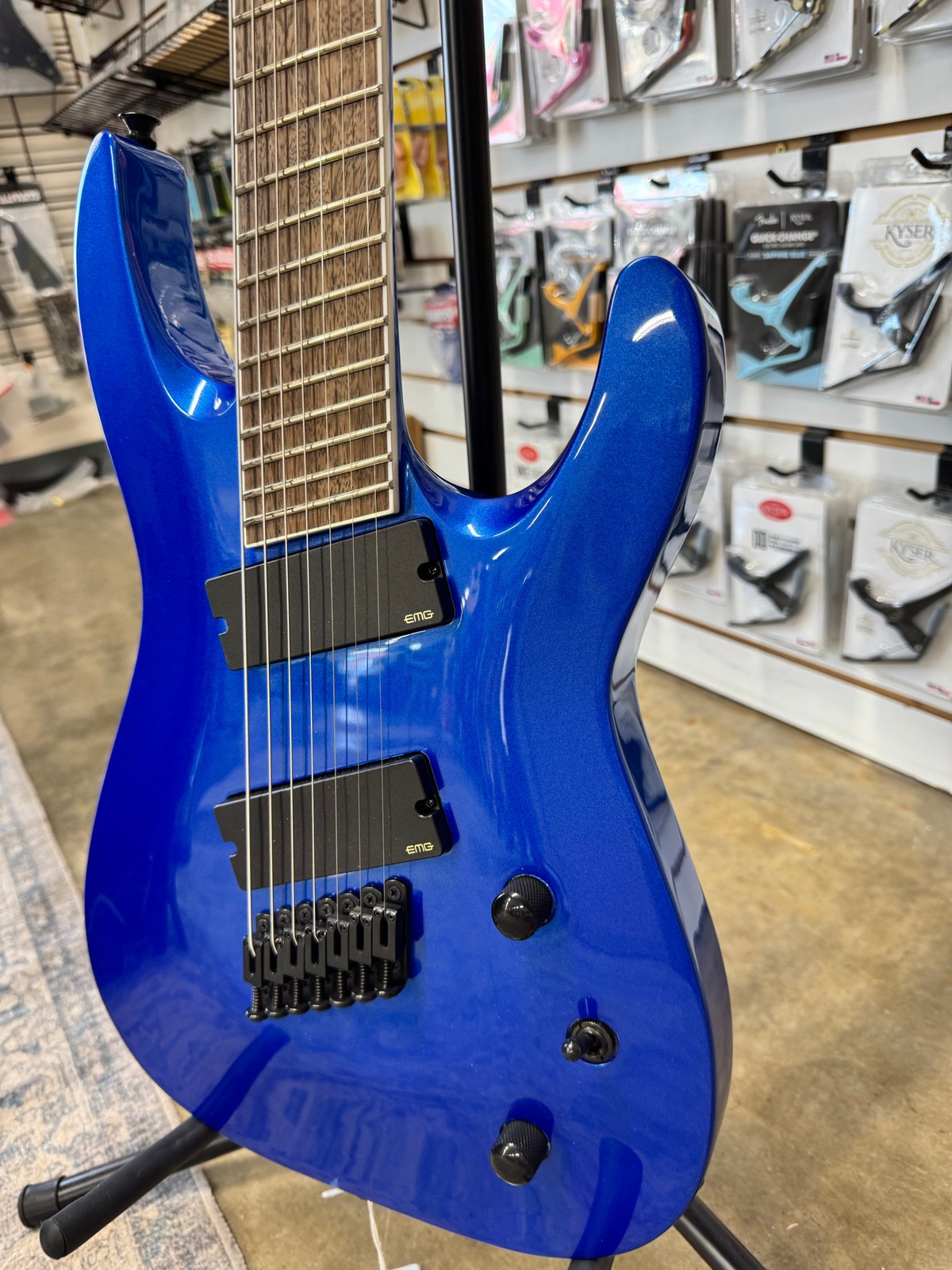 Jackson X Series Soloist SLAT7 7 String Fan Fret Electric Guitar – Metallic Blue