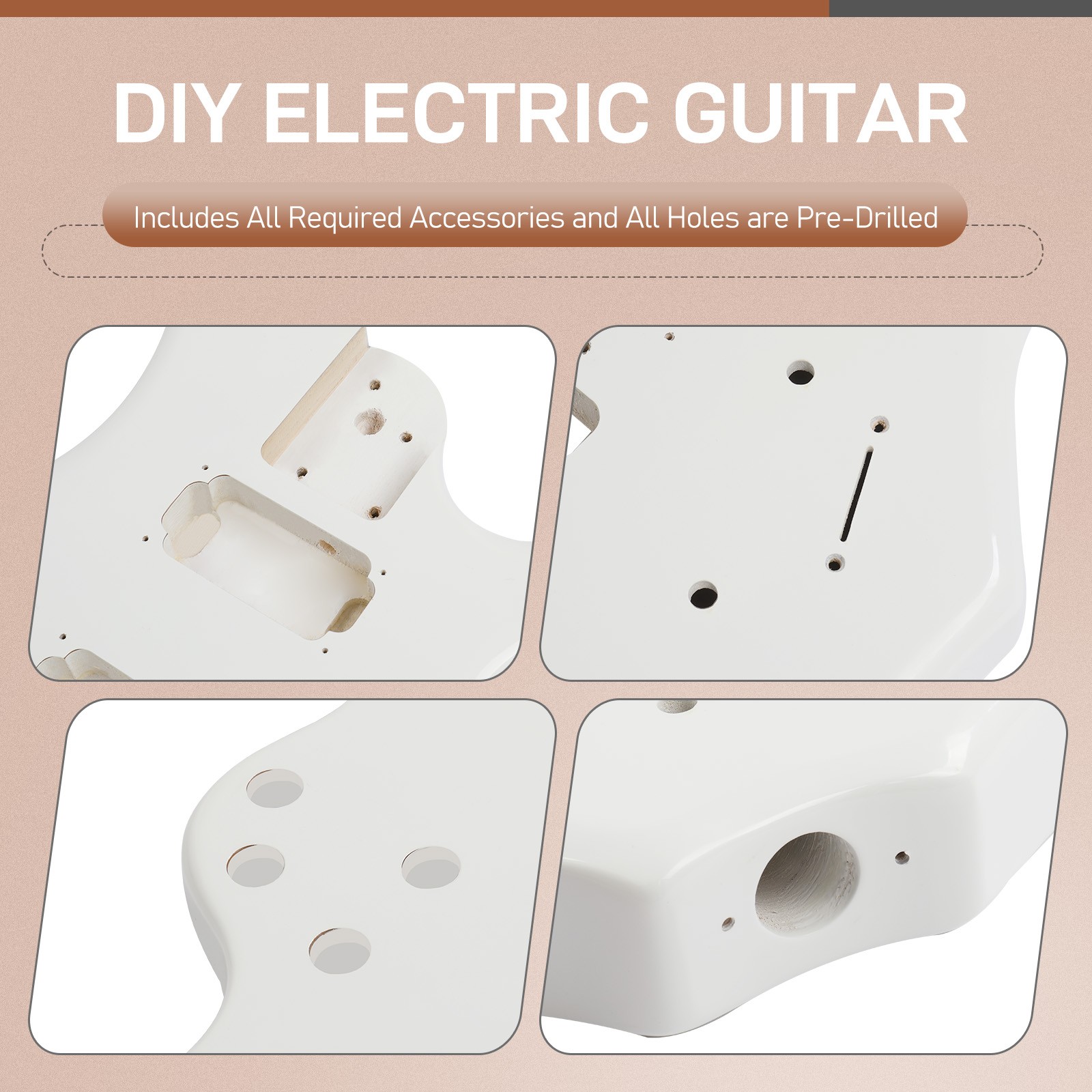DIY 6 String Flame Shaped Style HSH Electric Guitar Kits with Mahogany Body, Map