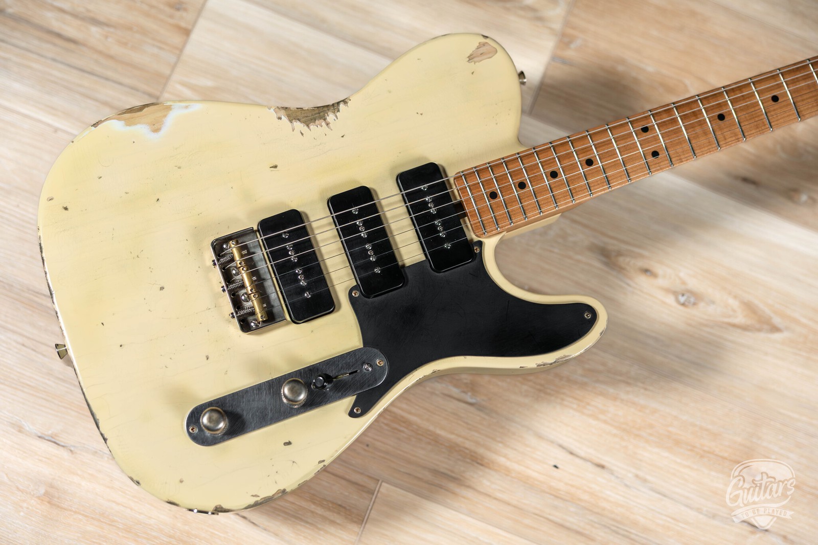 Newhall by LsL Tango 390 Chambered Swamp Ash T-Style w/ 3x P-90s – Vintage Cream