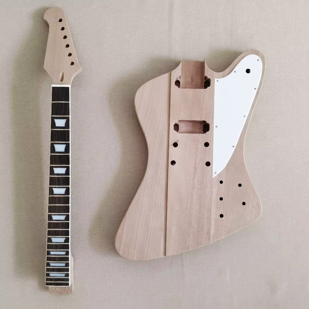 DIY 6 String Bird Electric Guitar Kit Unfinish White Pickguard LY