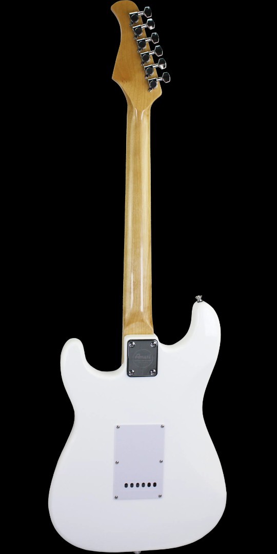 Amati Model #100STWH ST Style Electric Guitar Classic Cloud White Finish w/bag +
