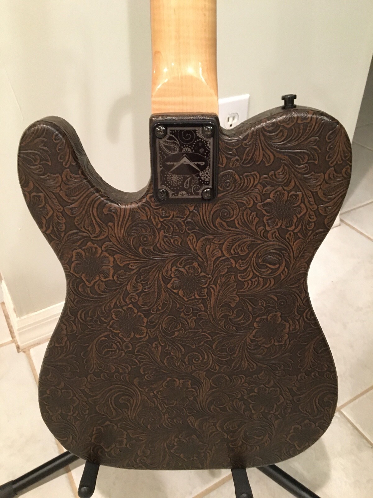 1996 Custom Tooled Leather Telecaster w/ matching case & amplifier – 1 of a kind