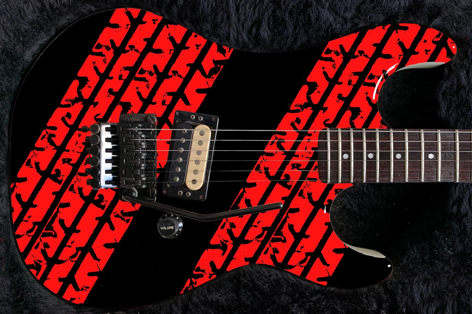 Guitar Skin Wrap Axe Re-Skin 80’s Metal Rock Honeymoon Suite Tire Treads – 1220