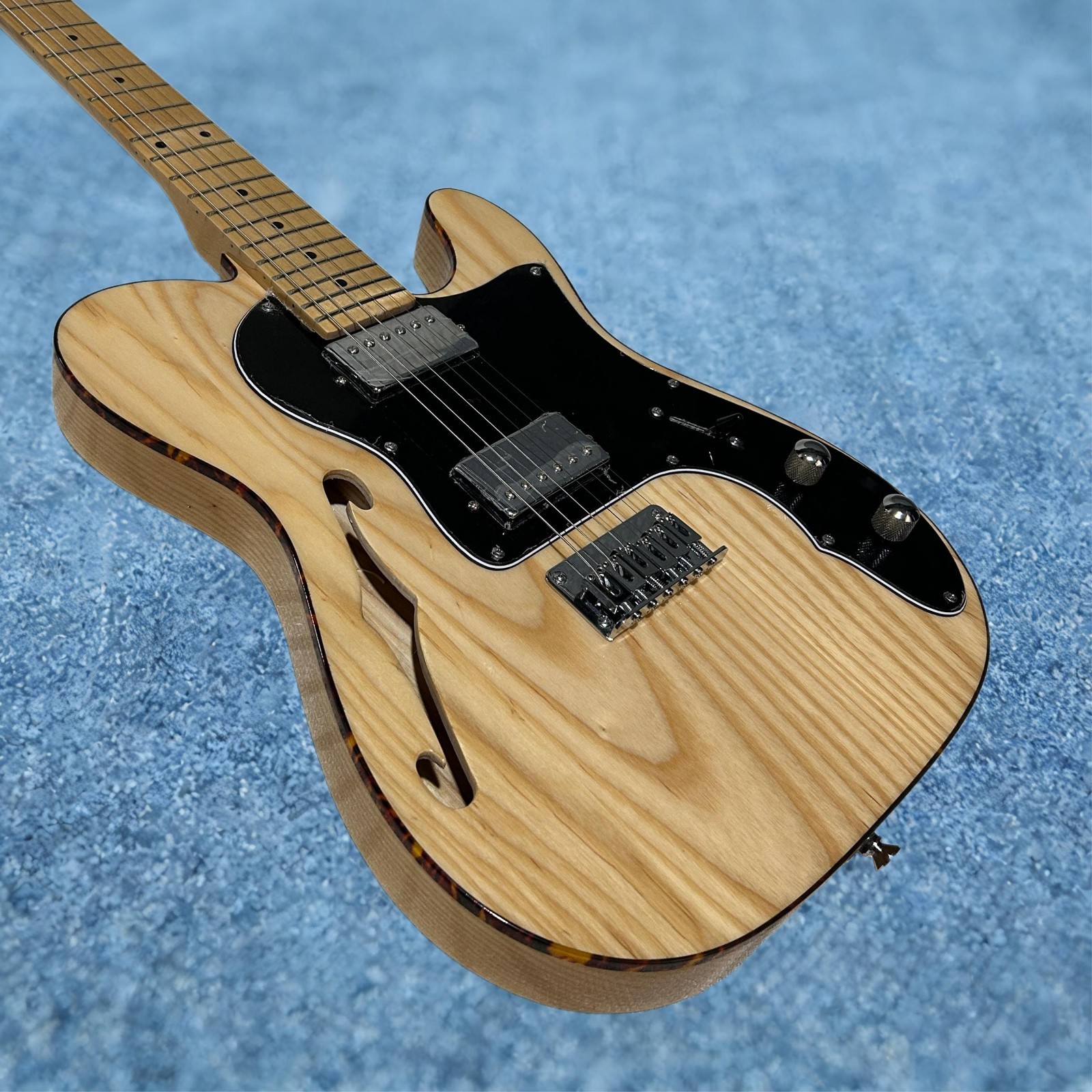 Electric Guitar Maple Fretboard Ash Body Original Wood Color F Hole Tele Guitar