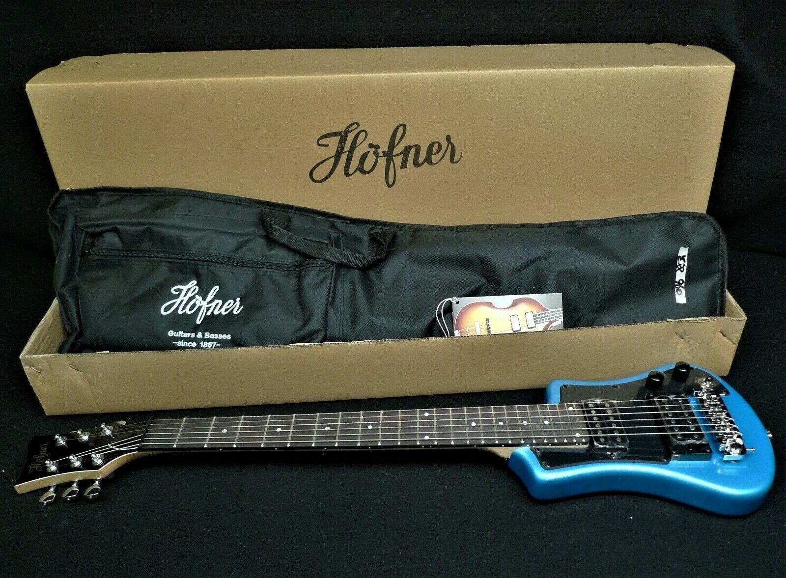 HOFNER HCT-SH-D-BL SHORTY DELUXE TRAVEL Electric Guitar 2 PICKUPS Metallic Blue