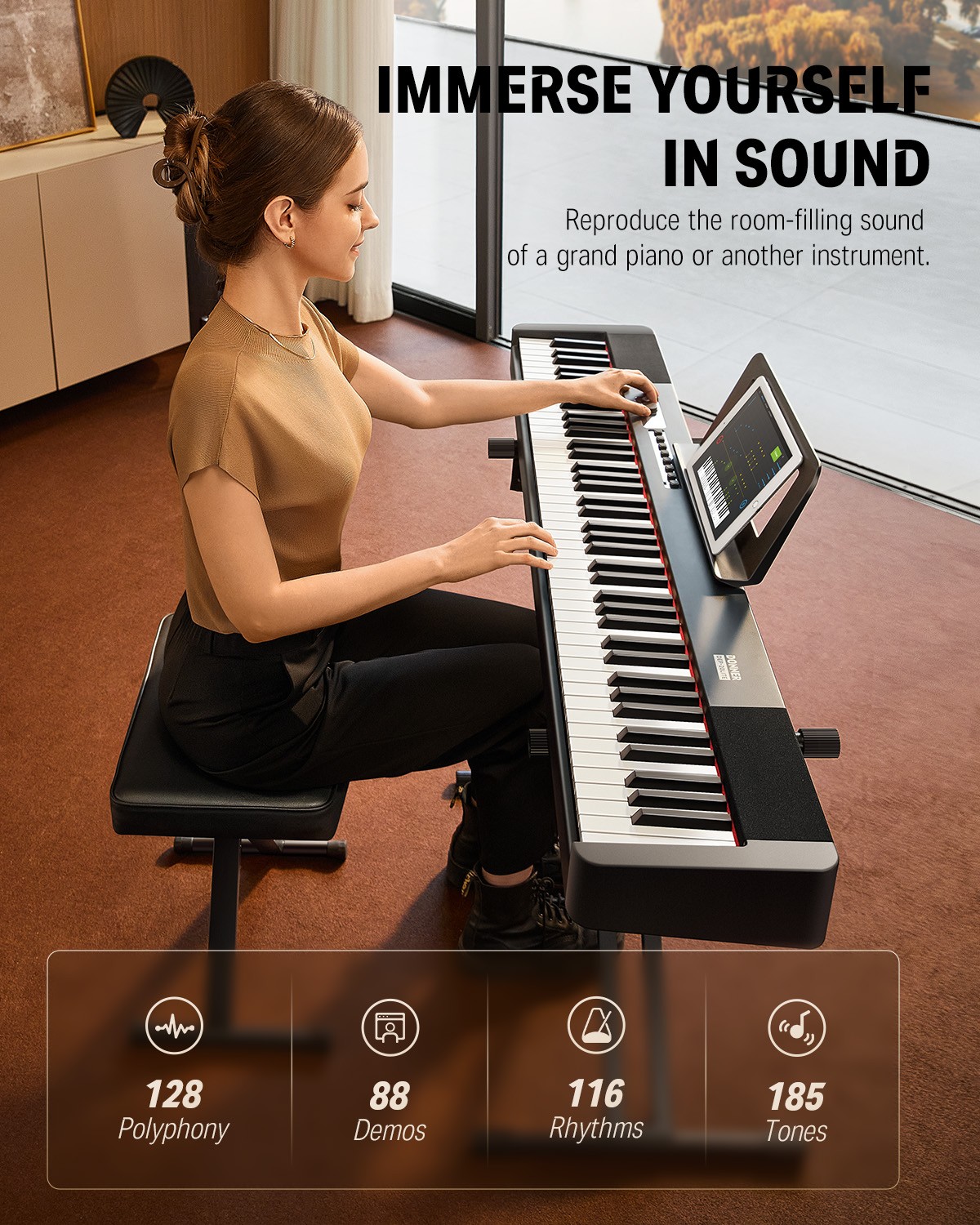 Donner DEP-20 Lite Digital Piano Keyboard For Sale With Stand Pedal 25W Speakers