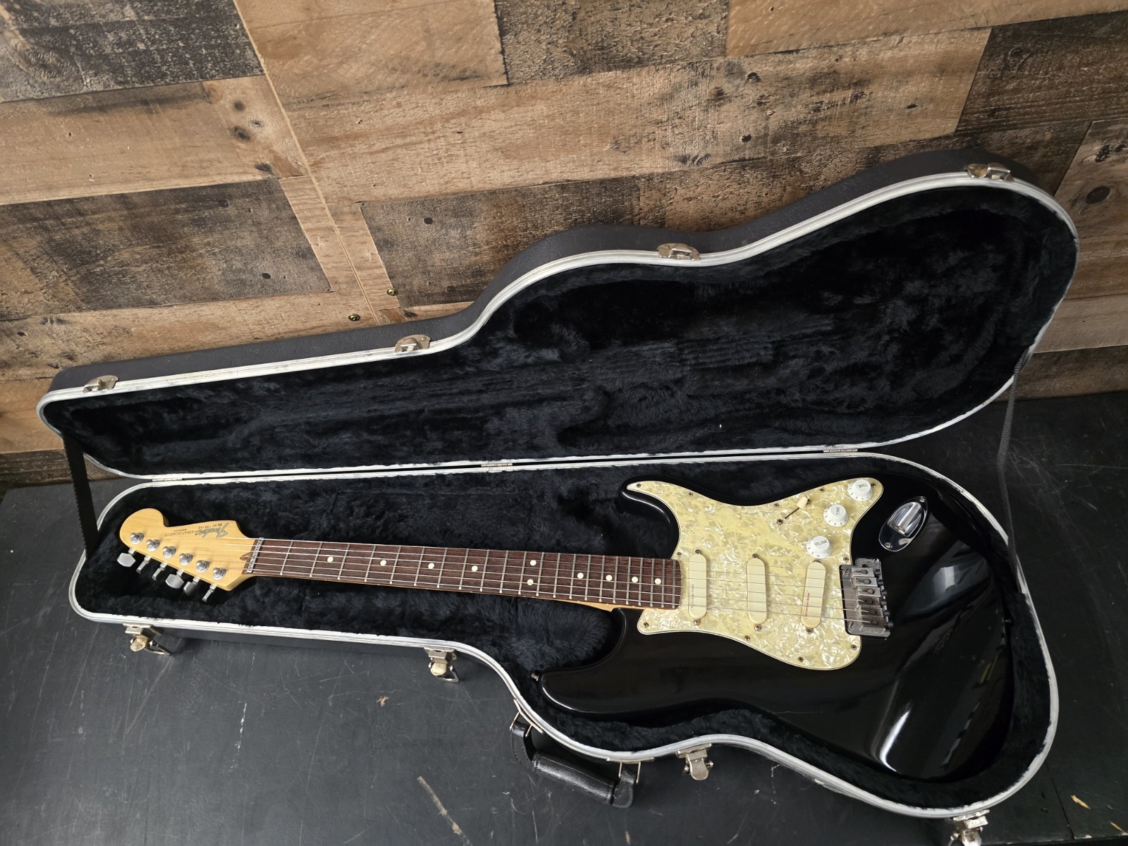 1993 USA FENDER STRAT PLUS DELUXE Black Floyd Rose W/ Ohsc