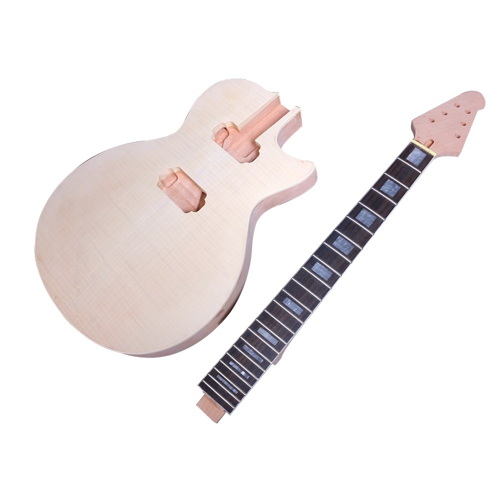 22 fret 24.75 Inches Flame Maple Electric Guitar Binding White Square Inlaid