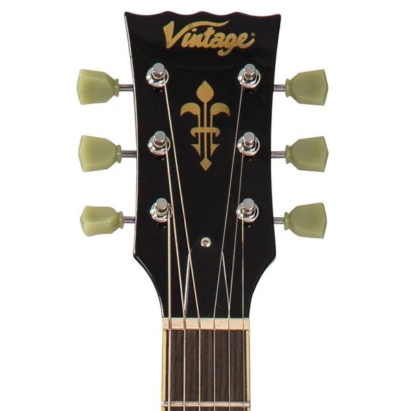 Vintage V100 ReIssued Electric Guitar Flamed Thru Black V100TBK