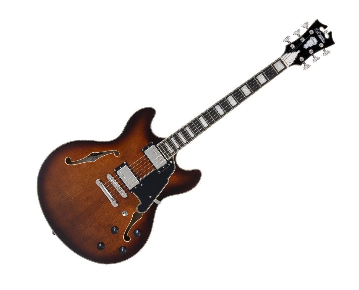 D’Angelico Guitars DAPDCBRBNS Premier DC Electric Guitar, Brown Burst w/ Gig Bag