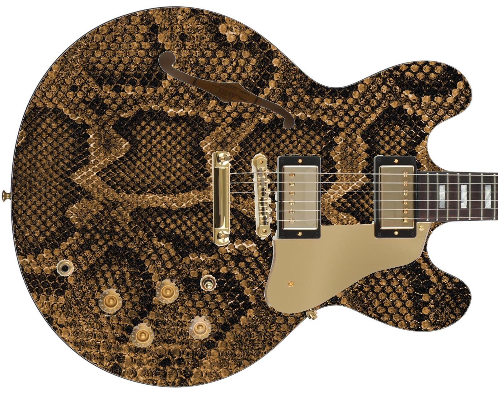 Guitar Skin Wrap Axe Re-skin Vinyl Ashbury Anaconda Gold Snake Skin 1054 B