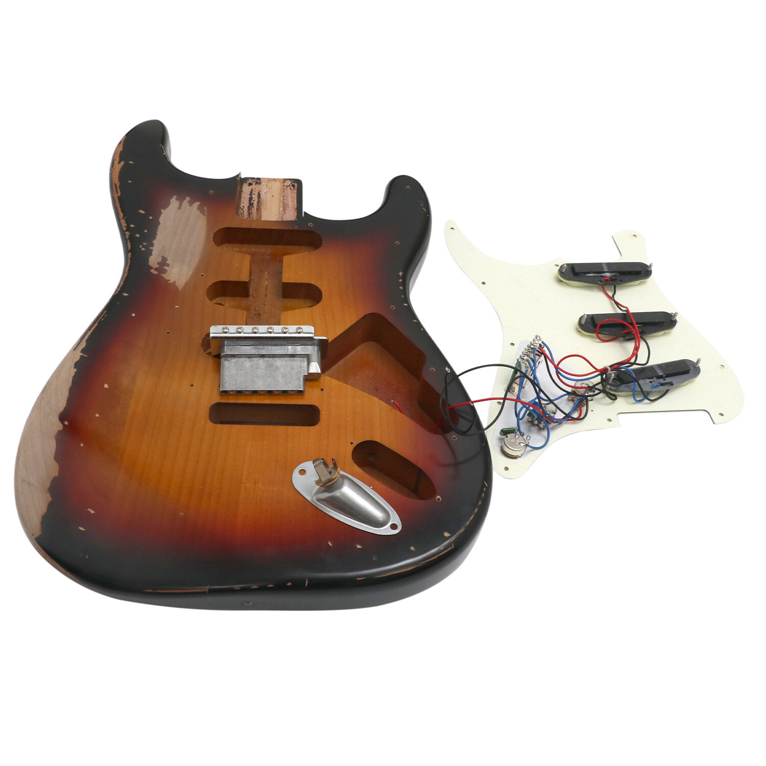 Relic DIY Guitar Kit ST Style Alder Body Rosewood Fingerboard 3 Tone Sunburst