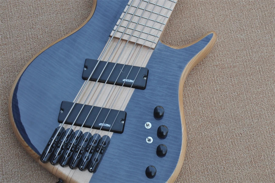 6-String Neck-Through Multiscale Electric Bass Flame Maple Veneer Customizable
