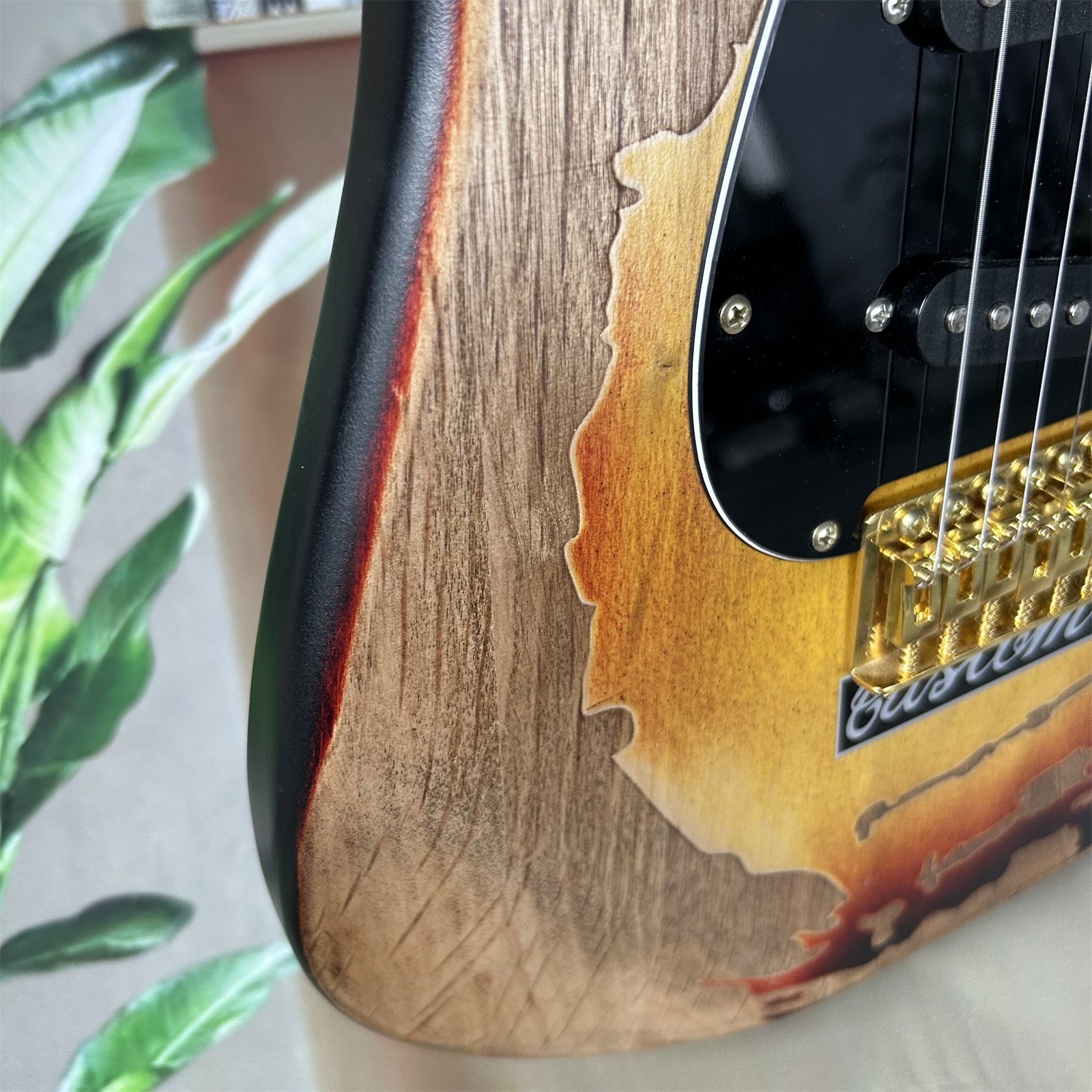 US Warehouse Custom ST Ruins SRV Electric Guitar Tremolo Bridge Alder Body