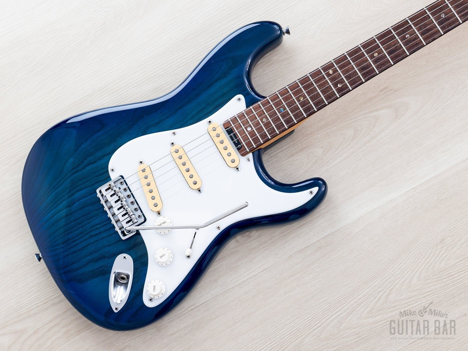 1992 Levinson Blade Texas Blue S-Style Guitar SSS Clear Blue, Japan