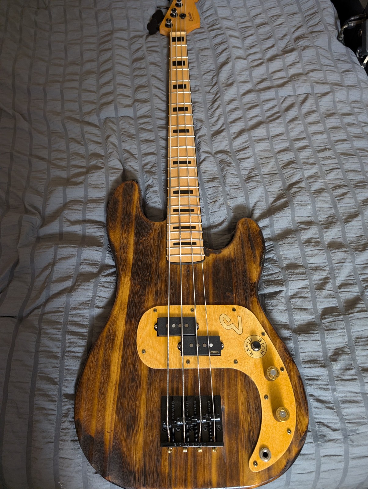 Endean Guitars “burnt road worn” P Style bass guitar.