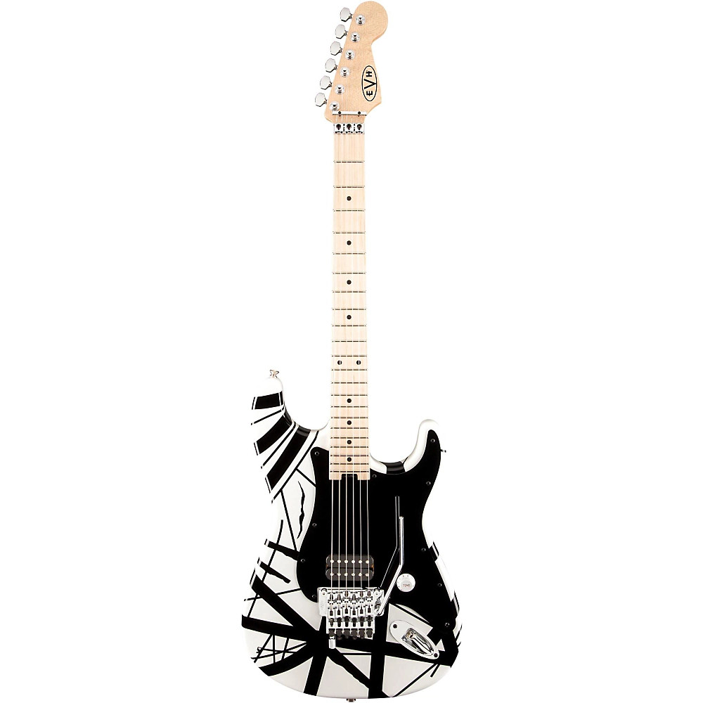 EVH Striped Series Electric Guitar White with Black Stripes