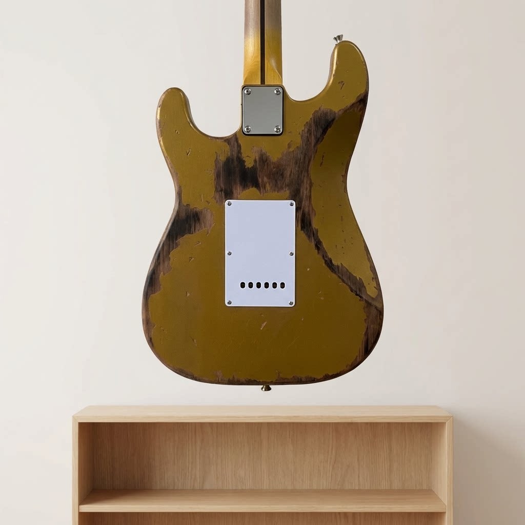 Vintag Golden Electric Guitar Basswood Body Maple Fretboard SSH Pickup