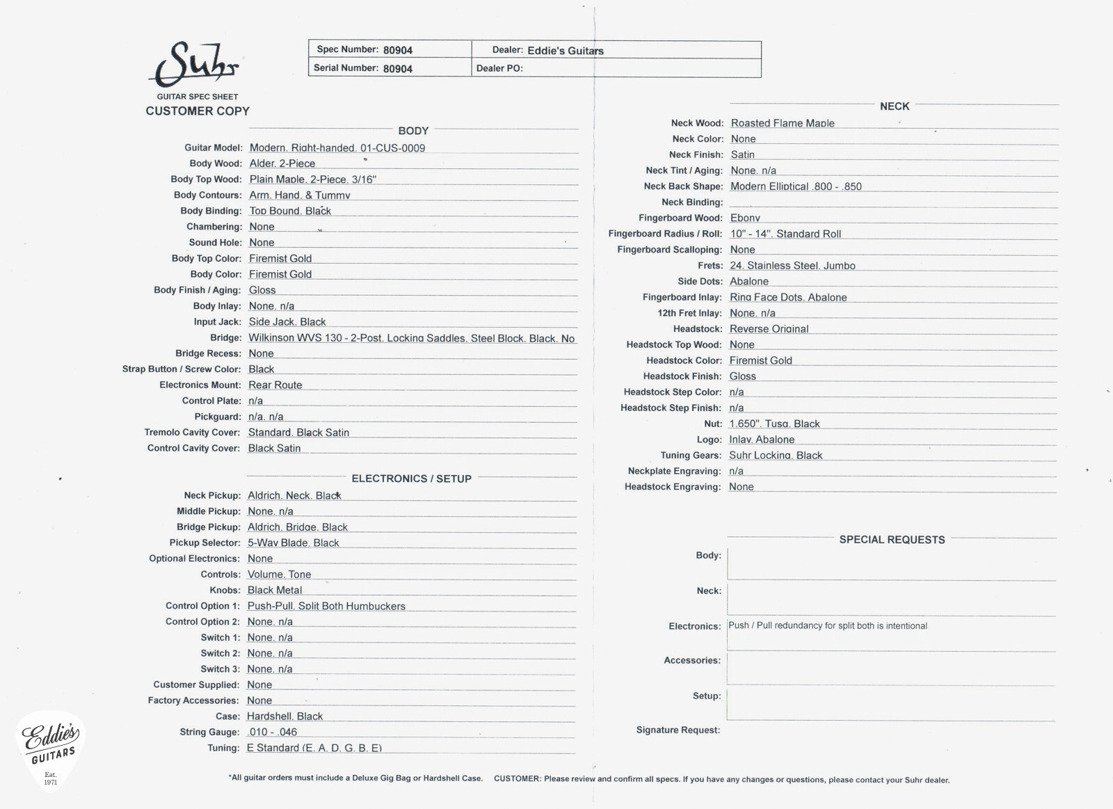 Suhr Modern Roasted – Firemist Gold #80904