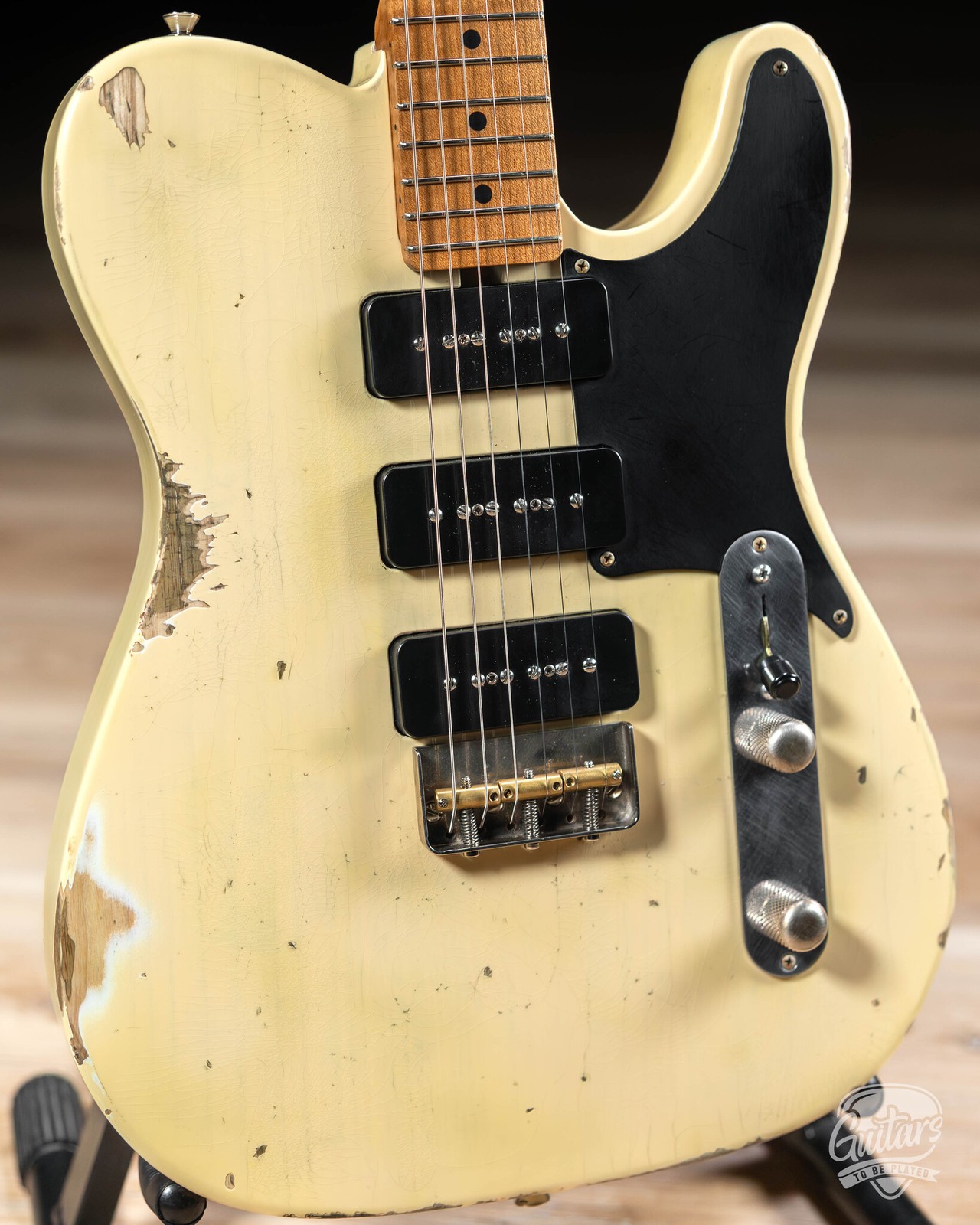 Newhall by LsL Tango 390 Chambered Swamp Ash T-Style w/ 3x P-90s – Vintage Cream