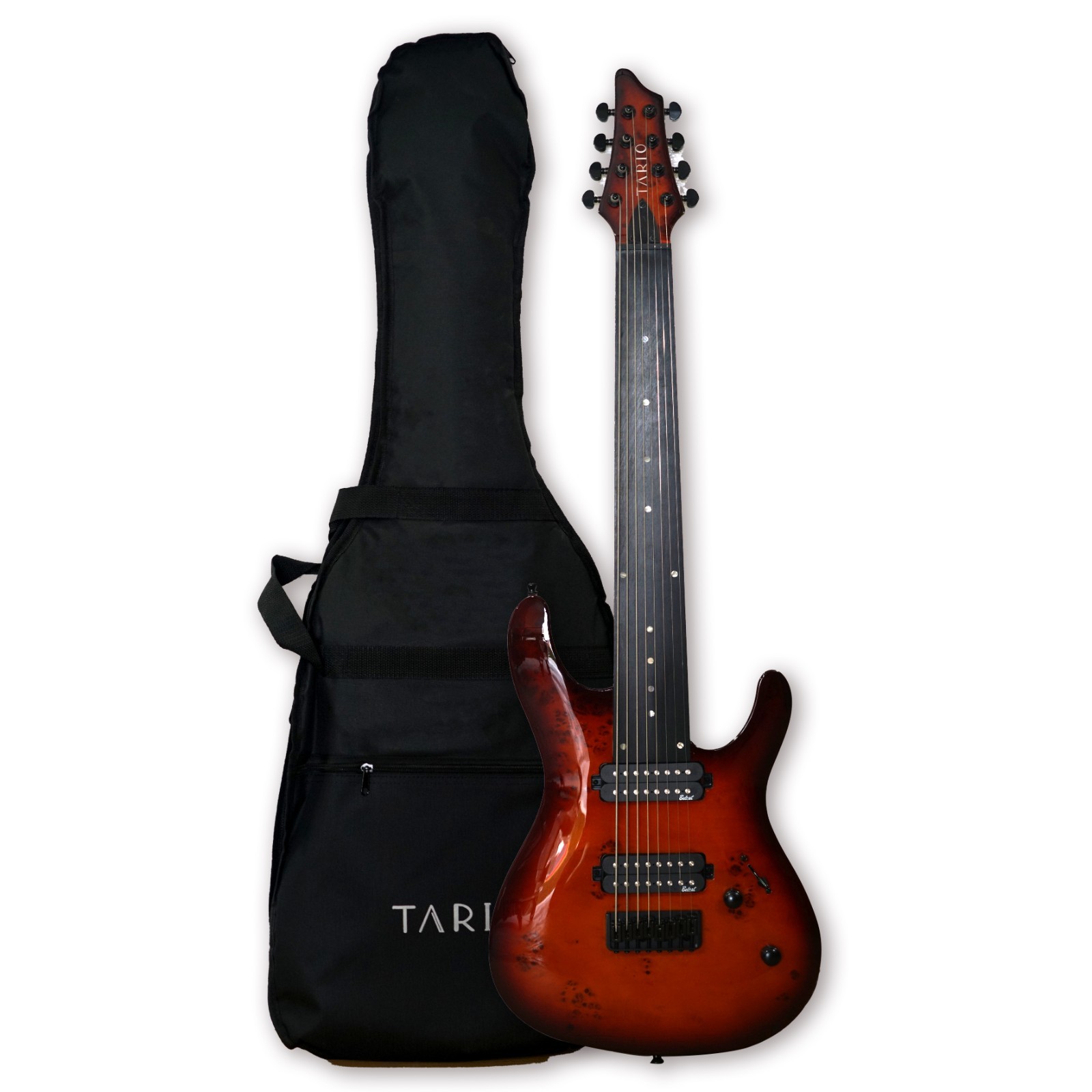 Fretless 8 String Electric Guitar Maple Neck Burl poplar top Okoume Body
