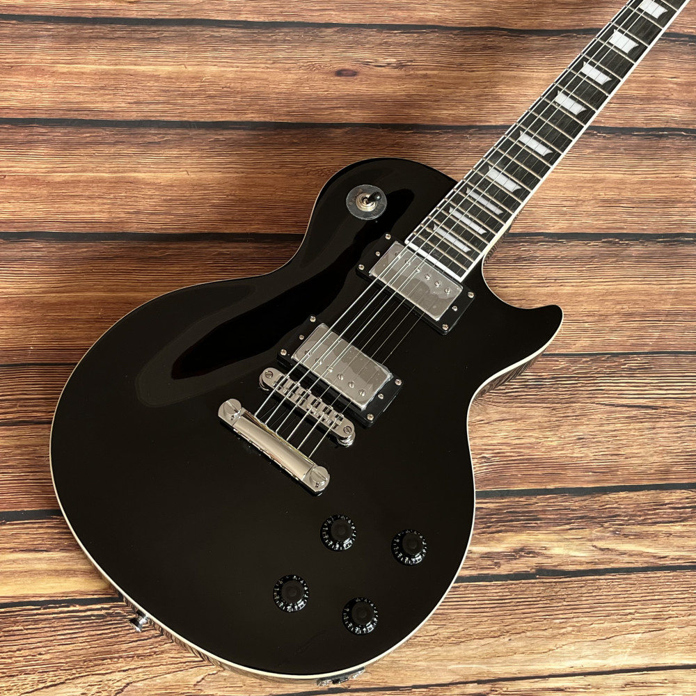6 strings Black electric guitar Stainless Frets chrome hardware free shipping