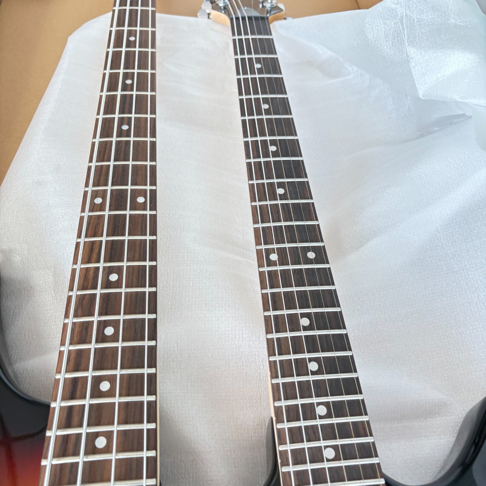 6+4strings Double Neck Electric Bass Guitar Maple Neck Sliver Hardware