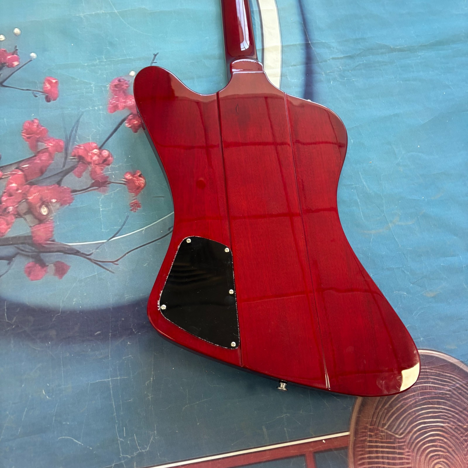 Custom Red Firebird Style Electric Guitar Rosewood Fingerboard Chrome Part